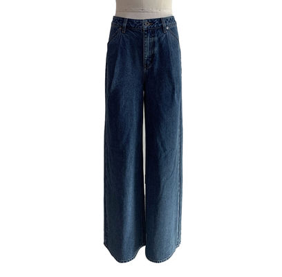 Jeans lurus tinggi untuk pinggang yang menghibur dan jelas