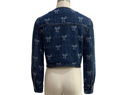 All Over Bow Print Jacket Jeans Bergaya Bermain Dan Wanita Lihat Jacket