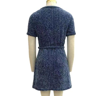 Tekstured Tweed Kain rajutan Jeans Gaun Untuk Chic Vintage Terinspirasi Tampilan