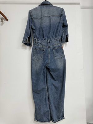 Premium denim lengan panjang pakaian kerja terinspirasi jumpsuit